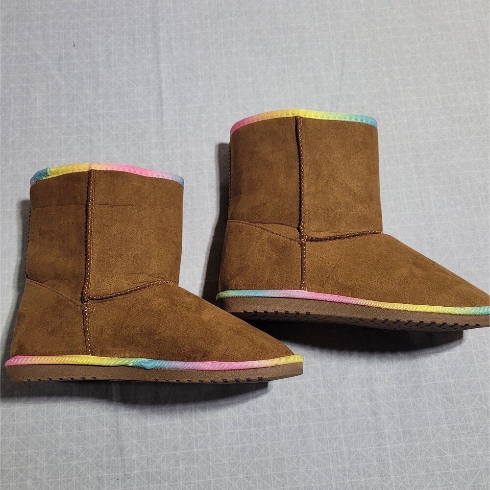 Sugar Boots Toddler Girls Cinnamon Rainbow Accent Non Marking Sz 3 New With Tags